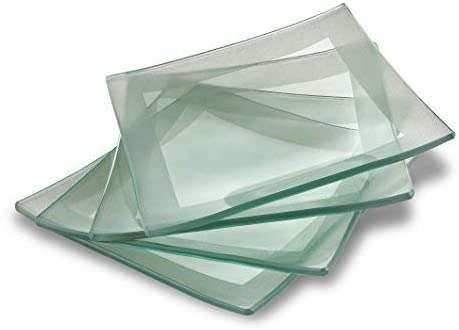 エレガントなデザインの四角い強化ガラス デザートプレート4枚セット （GAC）