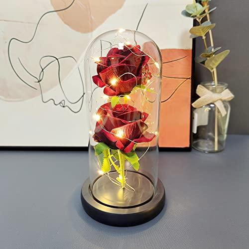 バラ 造花 枯れない花 フラワーライト LEDライト付き電池式 (Lechin)