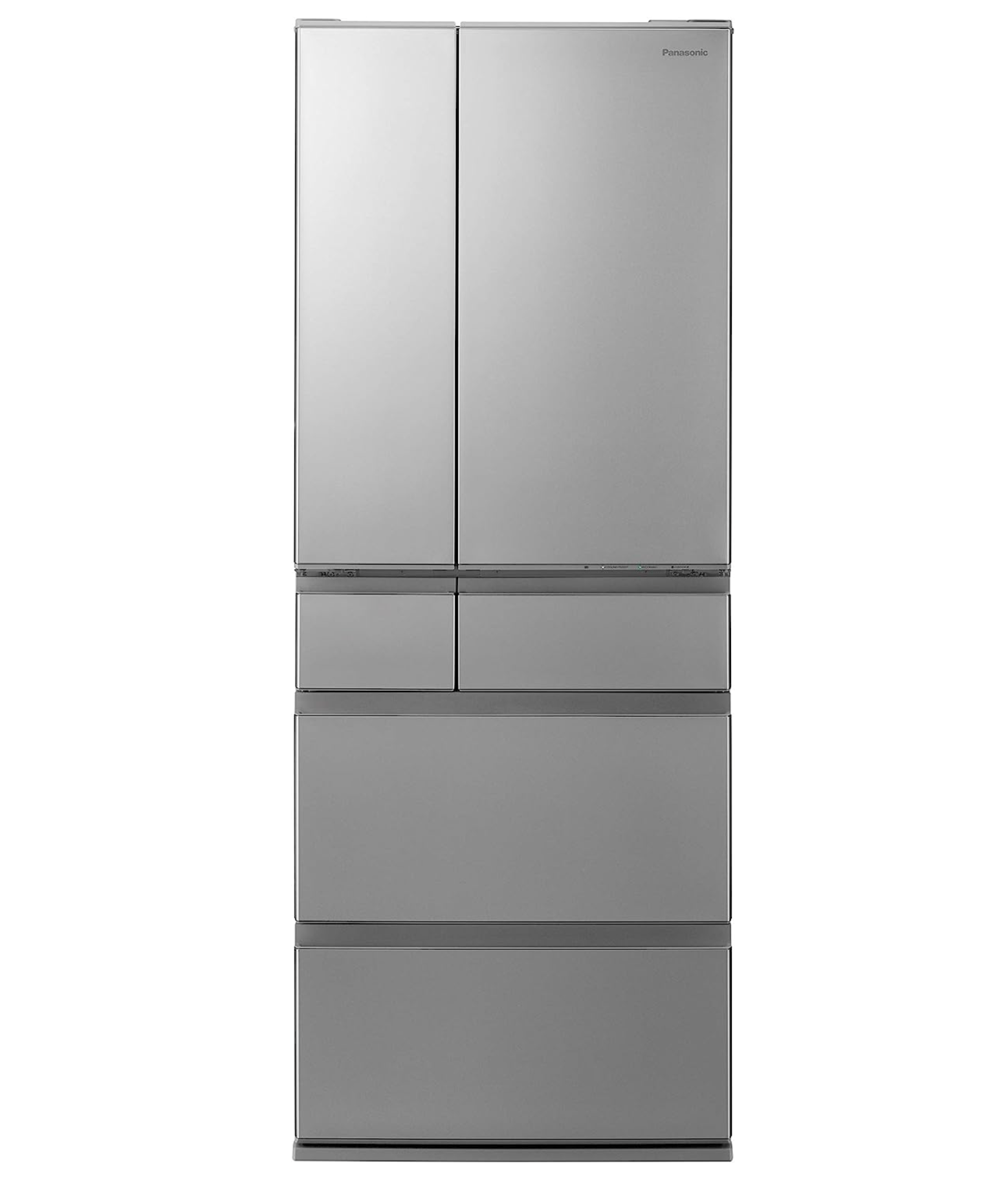 冷蔵庫ステンレスシルバー 6ドア 両開き 野菜室が真ん中 はやうま冷凍（パナソニック）