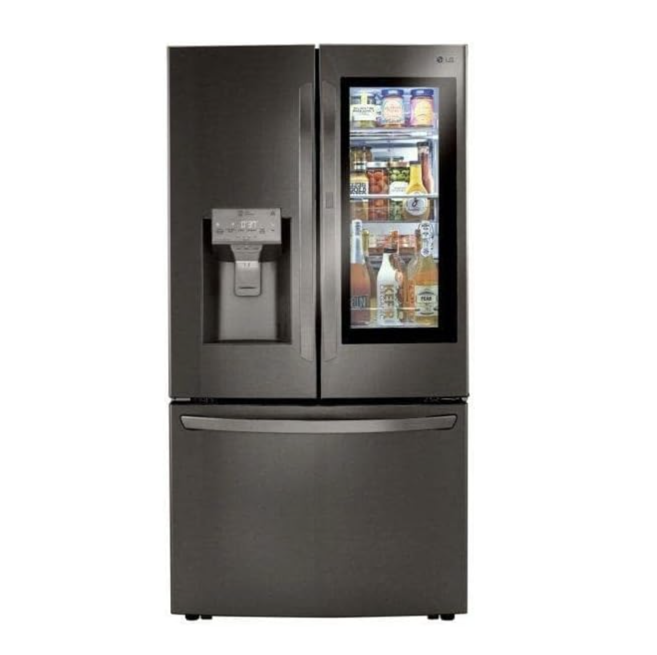 ブラックステンレスフレンチドア冷蔵庫（LG）