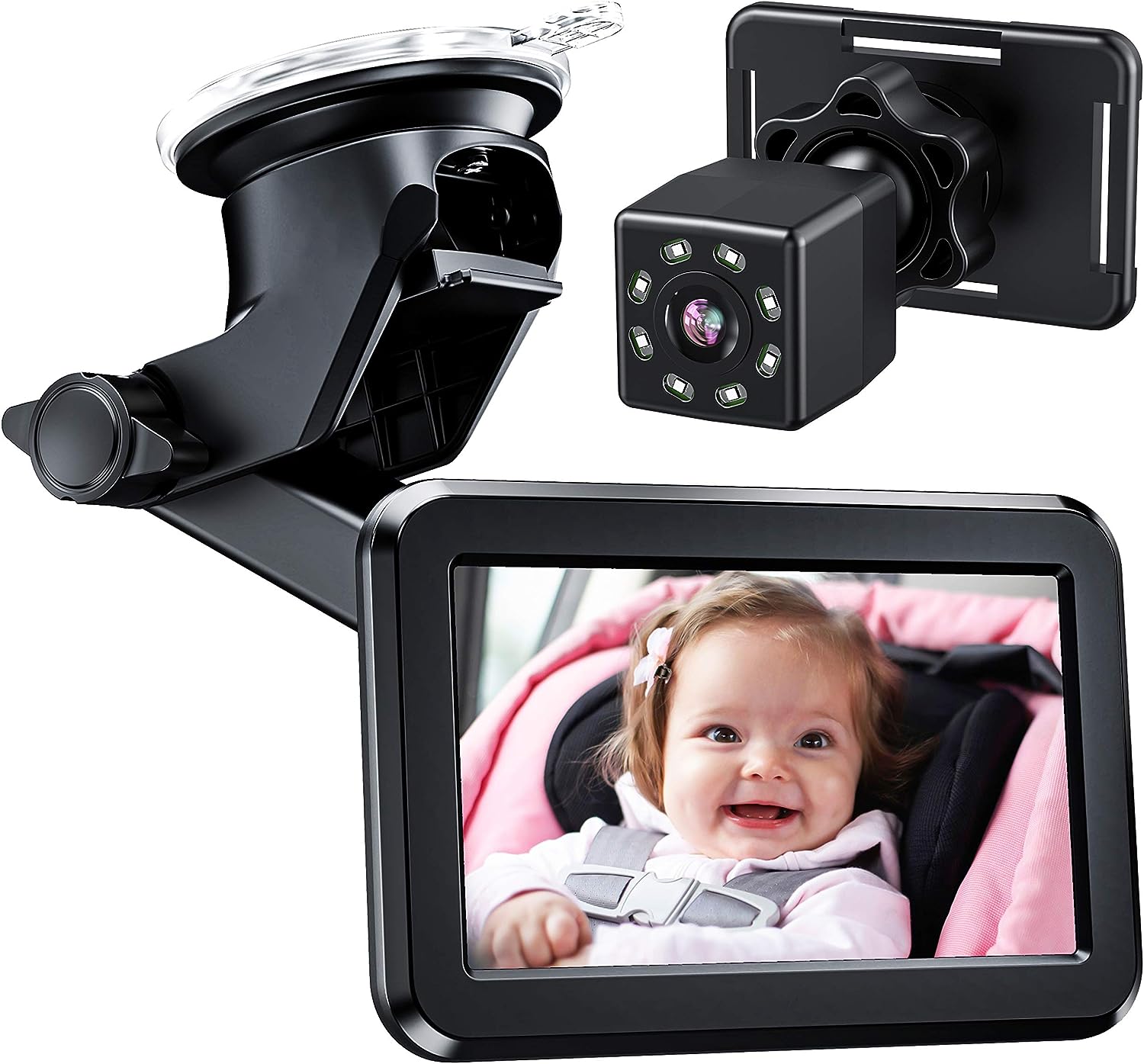 ベビーカーミラー 後部座席の赤ちゃんを見るためのカメラ ナイトビジョン機能付き（Itomoro）