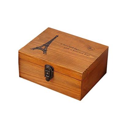 Ansimple ビンテージ風 ナチュラルな 木製 鍵付き収納ボックス