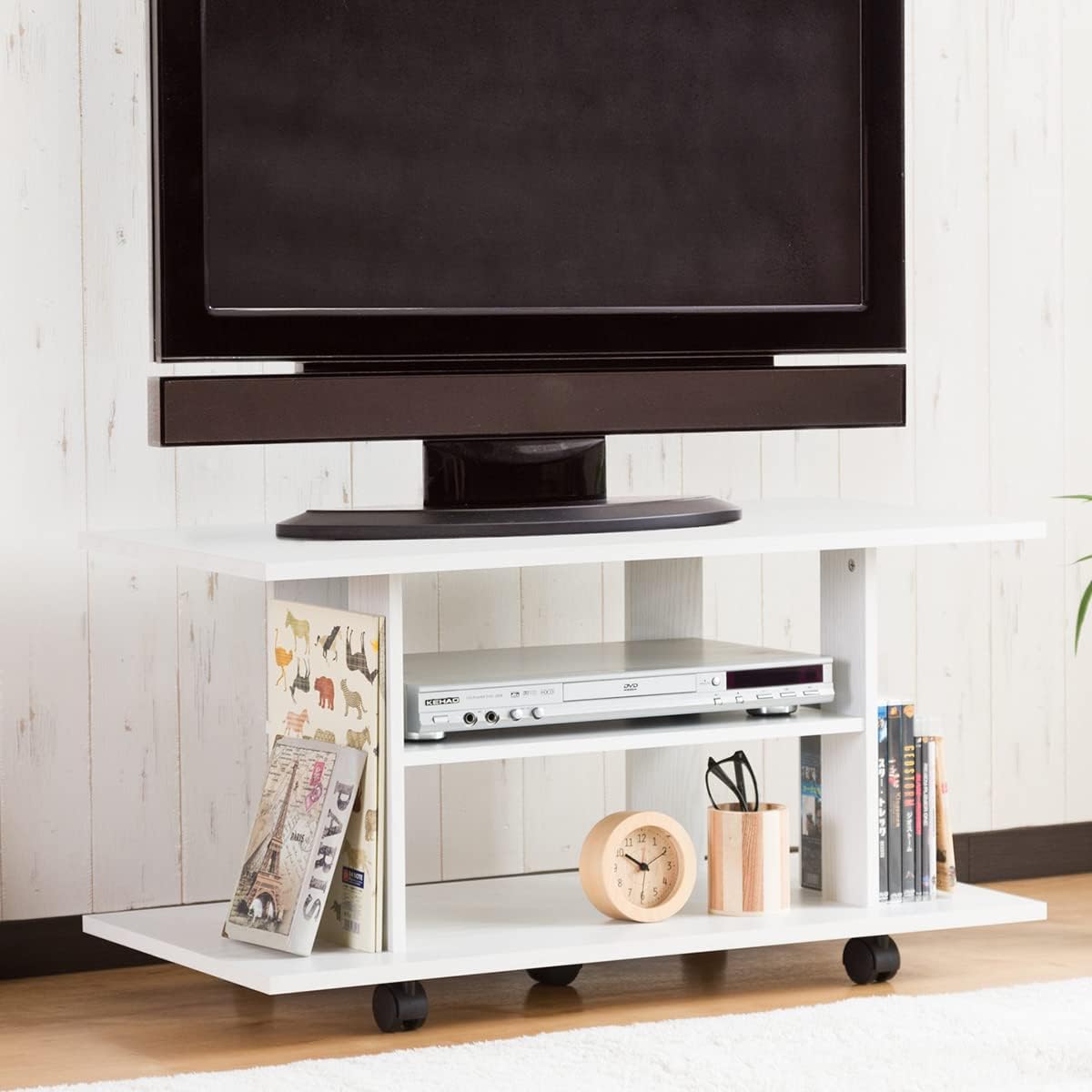 システムK テレビ台 テレビボード 32型対応 幅80cm キャスター付き ホワイト