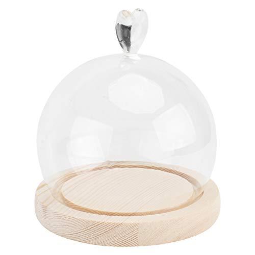 EXCEART 透明ガラスドーム 木製ベース