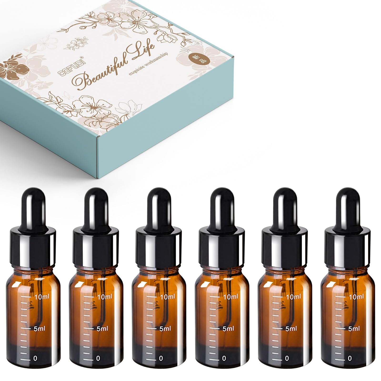 エッセンシャルオイル保存用 遮光瓶 茶色 10ml 6本セット